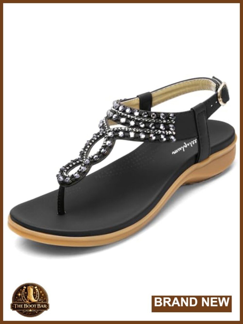 Womens Sandals Comfort Arch Support T-Strap PU Leather Summer Walking